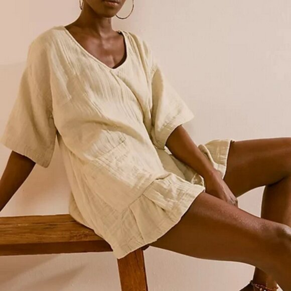 Free People Free-Est - So Lively Romper Agate Grey Ruffle S - Picture 1 of 6